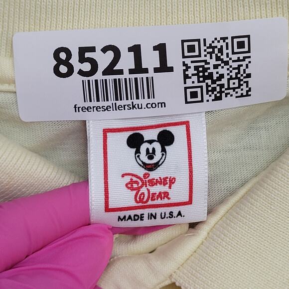 Vintage 90s Mickey-Mouse Polo Shirt M/L 21x26 Yellow Cartoon - Picture 9 of 16